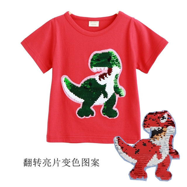 Letnia dziewczynka - koszulka ze zmieniającym się wzorem dinozaura - bawełna - dziecięca odzież casual - T-shirt dla dzieci - Wianko - 12