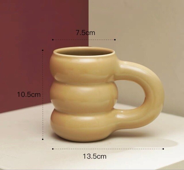 Kreatywny kubek ceramiczny Nordic do kawy z dużym uchwytem, kolorowy, duży kubek soku - Wianko - 4