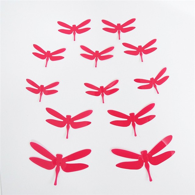 Zestaw 12 sztuk 3D Dragonfly - dekoracyjne naklejki zwierząt na wymiar do wnętrz - cytat Art - Wianko - 3