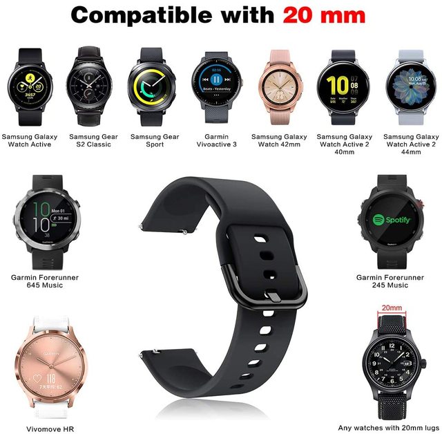 Pasek silikonowy 22mm/20mm do Samsung Galaxy Watch 4/Classic/46mm/42mm/3, Gear S3 Frontier, Aktywny 2 - Wianko - 8