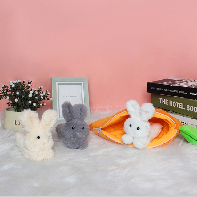 Zestaw 3 pluszowych królików w etui z marchewką - dekoracja świąteczna DIY na biurko - Wianko - 8