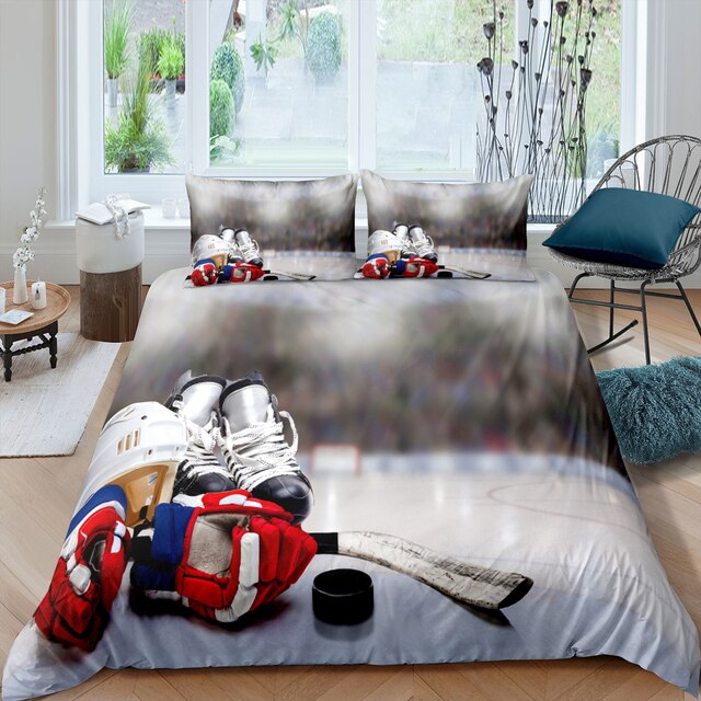 Zestaw pościeli Home Living Luxury hokej na lodzie - poszewki i pościel dla dzieci, rozmiar król/królowa, UE/US/AU/UK - Wianko - 3