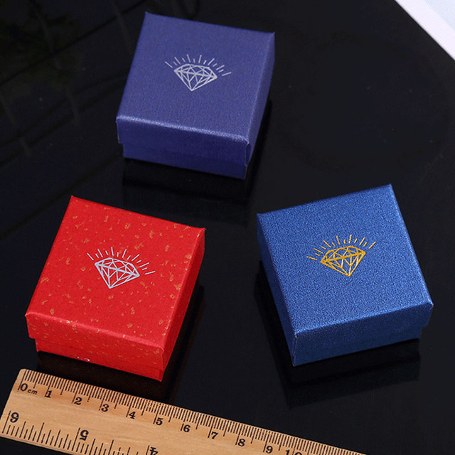 Nowe pudełko na biżuterię w trzech kwadratowych kolorach, papierowe - Wianko - 2