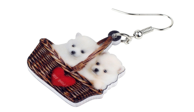 Kolczyki wiszące z akrylu WEVENI - Pomorskie pies serce - Biżuteria dla zwierząt dla kobiet i dziewcząt - Wianko - 1