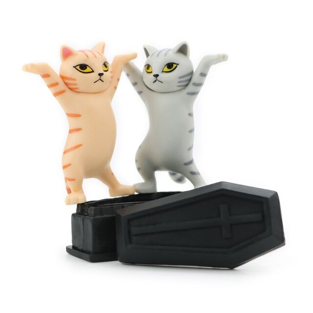 Kot z obsadą do pióra - czarny kot niesie uchwyt do trumny - śliczna, ręcznie robiona dekoracja wnętrz i zabawka wielkanocna dla dzieci - Wianko - 5