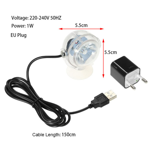 1W 220V LED Wodoodporne Oświetlenie Podwodne Akwarium - Lampy Rybne, Rośliny, Przyssawki - Wianko - 4