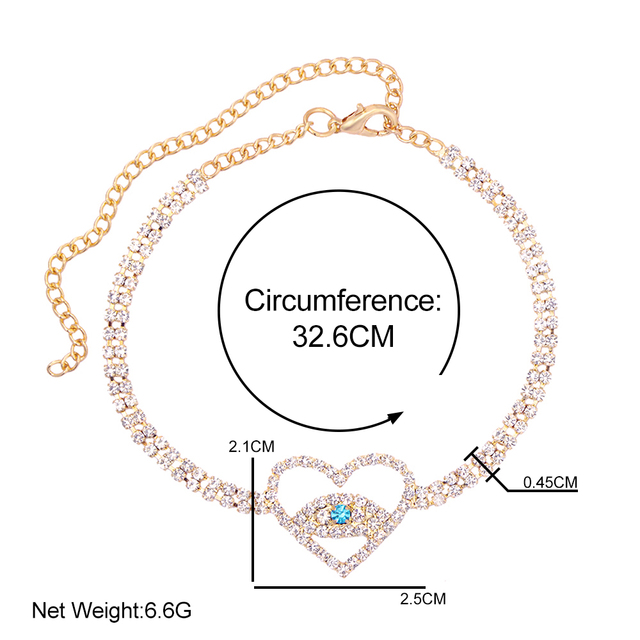 Tenisówka bransoletka na kostkę z niebieskim Evil Eye, błyszczące kryształy, łańcuch Anklet (2022) - Wianko - 3