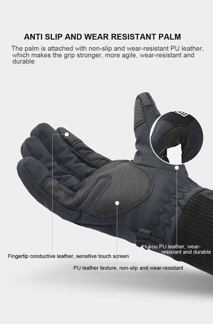 Rękawice narciarskie z ekranem dotykowym zimowe wiatroodporne antypoślizgowe grube pełne rękawiczki męskie i damskie ciepłe rękawiczki - Wianko - 9
