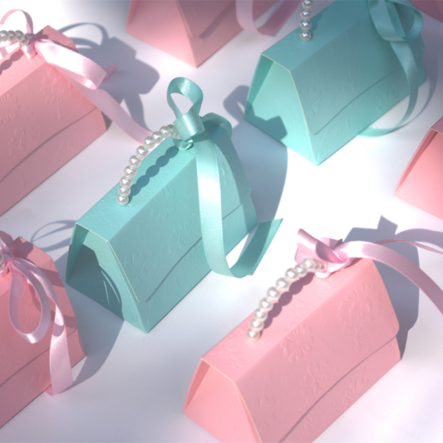 Przenośne pudełko na prezent ślubny - 10/20 sztuk - perła, czekoladki - dekoracja urodzinowa, Baby Shower - Wianko - 1