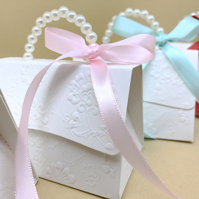 Przenośne pudełko na prezent ślubny - 10/20 sztuk - perła, czekoladki - dekoracja urodzinowa, Baby Shower - Wianko - 2