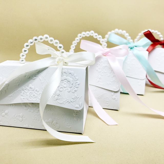 Przenośne pudełko na prezent ślubny - 10/20 sztuk - perła, czekoladki - dekoracja urodzinowa, Baby Shower - Wianko - 3