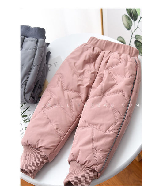 Ciepłe spodnie jesienne zimowe dla dziewczynek - różowe dresowe - Wianko - 3
