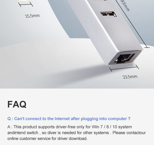 Hub USB OFCCOM 3-portowy USB C z adapterem splitter USB C, RJ45 Ethernet 10/100Mbps, dla MacBooka Pro i tabletów PC z USB-C - Wianko - 15
