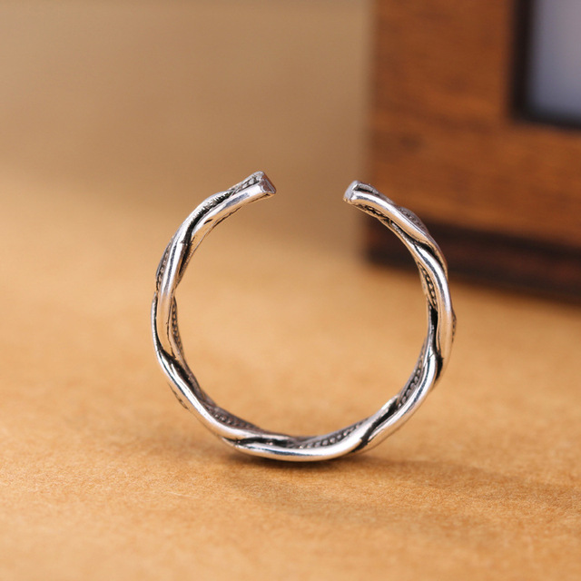 Pierścień 925 Sterling Silver retro z plecionką - nowość 2019, otwierany - unisex - Wianko - 8