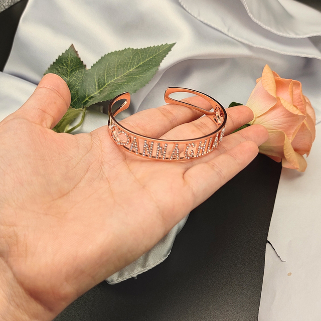 Niestandardowa bransoletka LUER z cyrkoniami i Rhinestone - personalizowany prezent na Walentynki dla kobiet - Wianko - 5