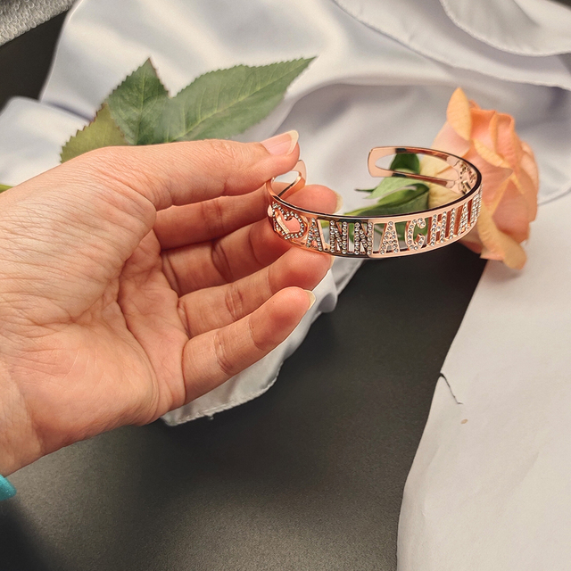 Niestandardowa bransoletka LUER z cyrkoniami i Rhinestone - personalizowany prezent na Walentynki dla kobiet - Wianko - 6