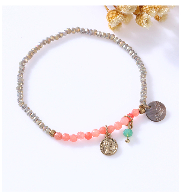Plecione bransoletka z różowym kamieniem i kryształkami - Wianko - 17