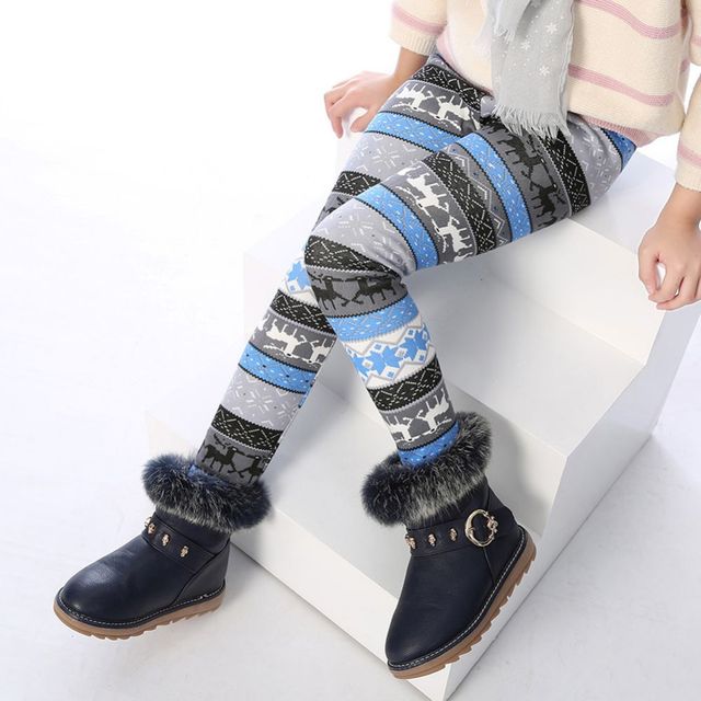 Zimowe wysokotaliowane legginsy pluszowe dla dzieci dziewczyny - Wianko - 3