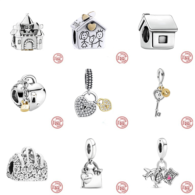 Fit oryginalna bransoletka Pandora - autentyczna biżuteria dla kobiet z 925 srebrnymi koralikami, torebką na zakupy, kłódką do bagażu i bransoletką z kluczem - Wianko - 1