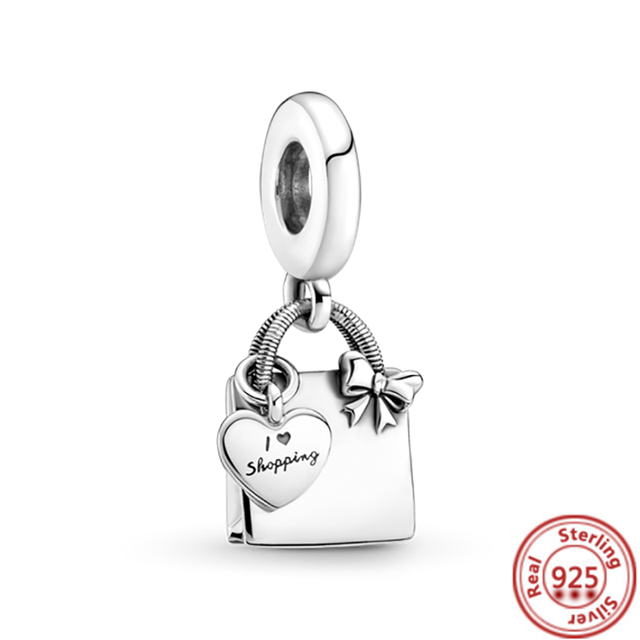 Fit oryginalna bransoletka Pandora - autentyczna biżuteria dla kobiet z 925 srebrnymi koralikami, torebką na zakupy, kłódką do bagażu i bransoletką z kluczem - Wianko - 7