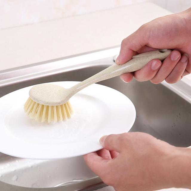 Wielofunkcyjne naczynie kuchenne z długą rączką do czyszczenia - szczotka miska do oczyszczania słomy pszennej - Wianko - 12