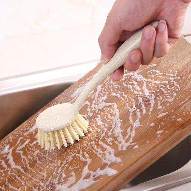 Wielofunkcyjne naczynie kuchenne z długą rączką do czyszczenia - szczotka miska do oczyszczania słomy pszennej - Wianko - 8