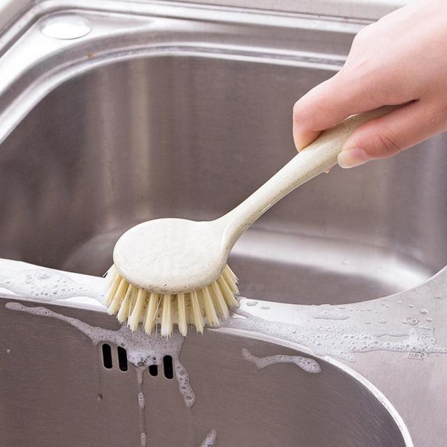 Wielofunkcyjne naczynie kuchenne z długą rączką do czyszczenia - szczotka miska do oczyszczania słomy pszennej - Wianko - 6