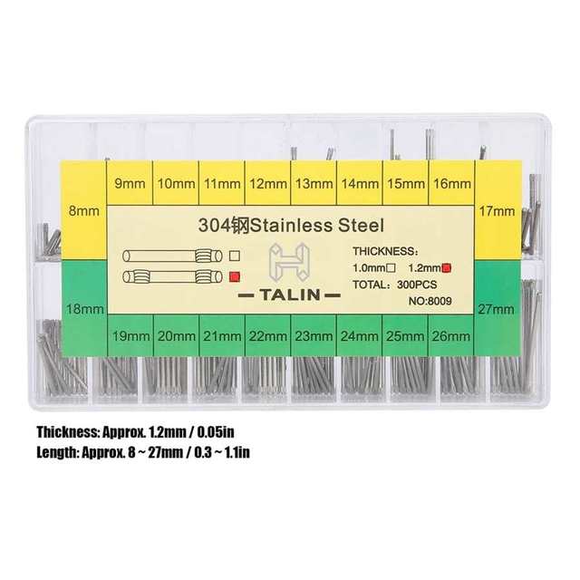 Bransoletka do zegarka ze stali nierdzewnej 304, 1.0/1.2mm, 300 sztuk, pin tarcia, wymiana części do naprawy zegarków, 8-27mm, akcesoria zegarmistrzowskie - Wianko - 5
