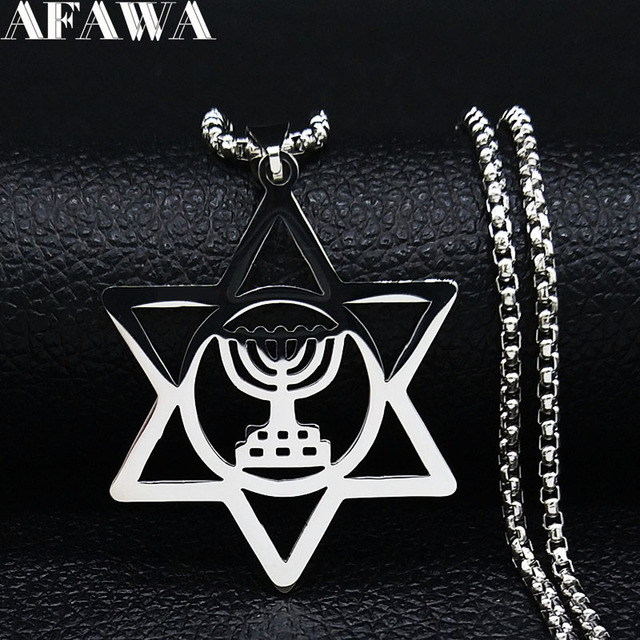 Naszyjnik z wisiorkiem Menora - Magen David - Judaica - Hebrajski - Izrael - Lampa Hanukkah - Stal nierdzewna - Wianko - 21