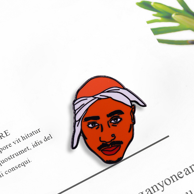 Tupac Shakur - 2pac, emaliowana Broszka z motywem Rap, Hip Hop - muzyka, legendarne akcesorium muzyka - Wianko - 10