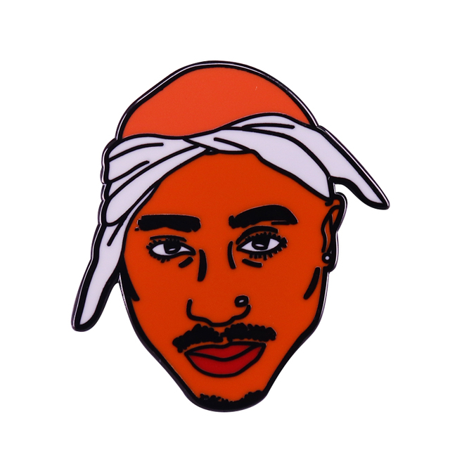 Tupac Shakur - 2pac, emaliowana Broszka z motywem Rap, Hip Hop - muzyka, legendarne akcesorium muzyka - Wianko - 3