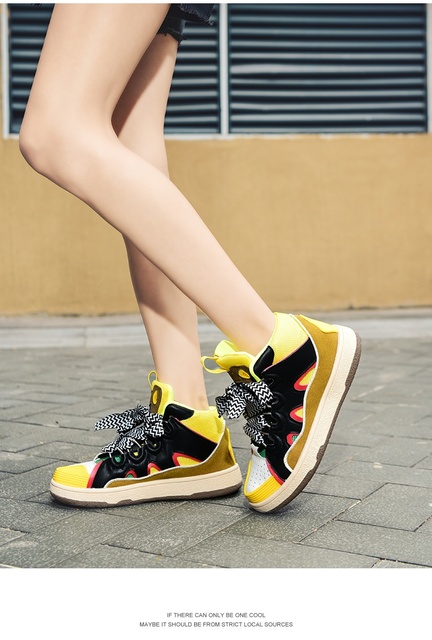 Trampki Superstar damsko-męskie platforma koronka żółte, buty zapatillas, deskorolka - Skateboarding - Wianko - 20