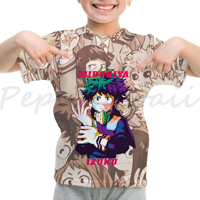 Koszulka Streetwear My Hero Academia z 3D nadrukiem, Casual, O-Neck, krótki rękaw, dla dzieci chłopców i dziewczynek, idealna na lato - Wianko - 19