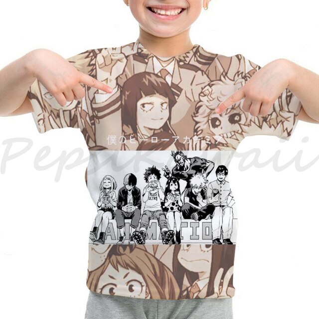 Koszulka Streetwear My Hero Academia z 3D nadrukiem, Casual, O-Neck, krótki rękaw, dla dzieci chłopców i dziewczynek, idealna na lato - Wianko - 8