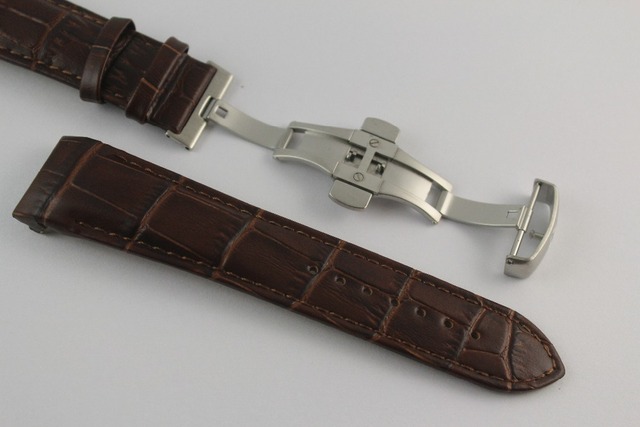 Pasek do zegarków srebrnej klamry motylkowej + brązowej skóry T035617A T035439 23mm (klamra 20mm) wysokiej jakości dla T035 - Wianko - 3