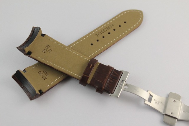 Pasek do zegarków srebrnej klamry motylkowej + brązowej skóry T035617A T035439 23mm (klamra 20mm) wysokiej jakości dla T035 - Wianko - 4