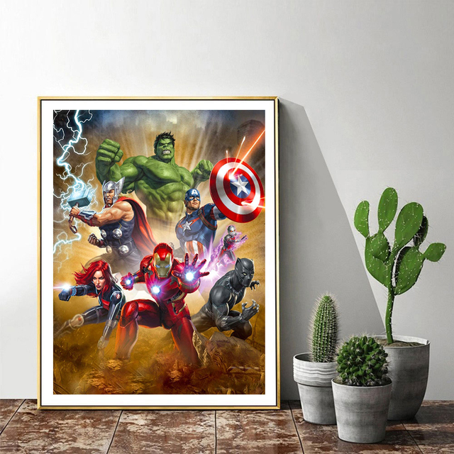Diamentowe malowanie Avengers Marvel - motyw kreskówki, 5D DIY, kwadratowe koło, haft krzyżykowy, mozaika - dekoracja wnętrz - Wianko - 4