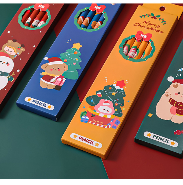 Zestaw 6 ołówków z gumką Christmas Boxed Kawaii dla dzieci - pisanie, rysowanie, szkicowanie - HB - Wianko - 10