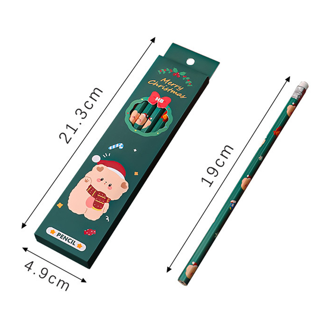 Zestaw 6 ołówków z gumką Christmas Boxed Kawaii dla dzieci - pisanie, rysowanie, szkicowanie - HB - Wianko - 2