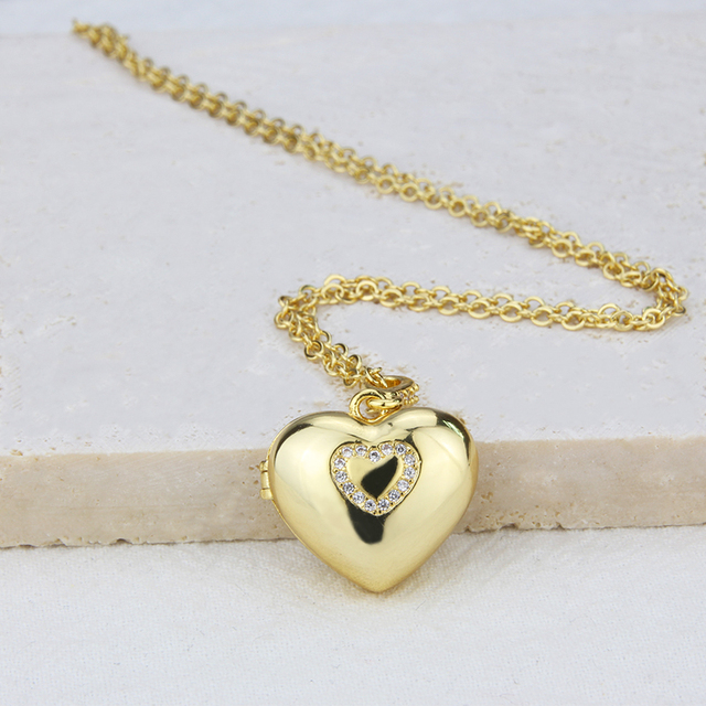 Naszyjnik z wisiorkiem, pozłacany w kształcie serca, biżuteria z hollow, wysoka jakość - Wianko - 4