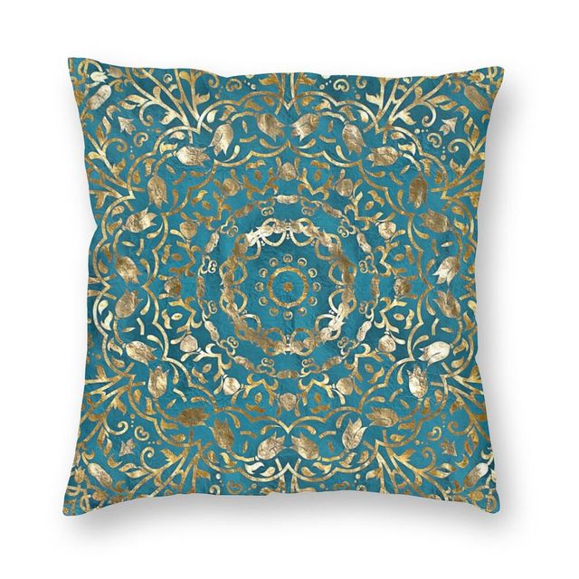 Mandala - luksusowy styl marokański w kwiatowy wzór - poszewka na poduszkę 45x45cm do domu i sofy - Wianko - 1