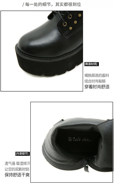 Wygodne skórzane czarne buty damskie na motocykl z zamkami po obu stronach - wysokiej jakości - Wianko - 7