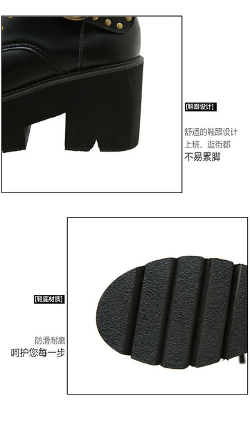 Wygodne skórzane czarne buty damskie na motocykl z zamkami po obu stronach - wysokiej jakości - Wianko - 8