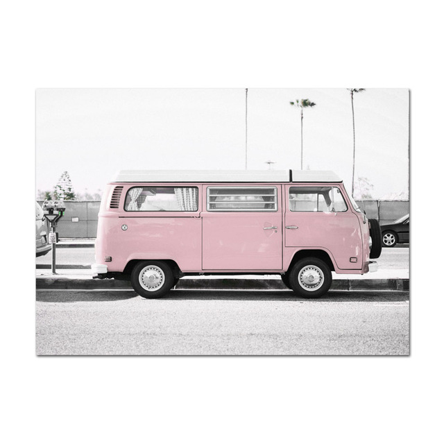 Różowy kwiat autobus budka telefoniczna w stylu skandynawskim – obraz na płótnie z cytatami miłosnymi do salonu - Wianko - 19
