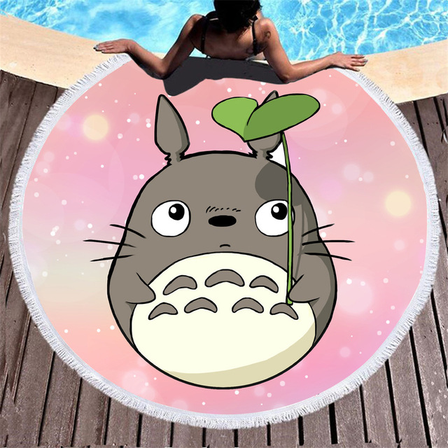 Ręcznik plażowy Totoro Anime 3D, okrągły, duża wanna, wydrukowany na tkaninie z mikrofibry, 150cm, mata piknikowa i dekoracja domowa - Wianko - 8