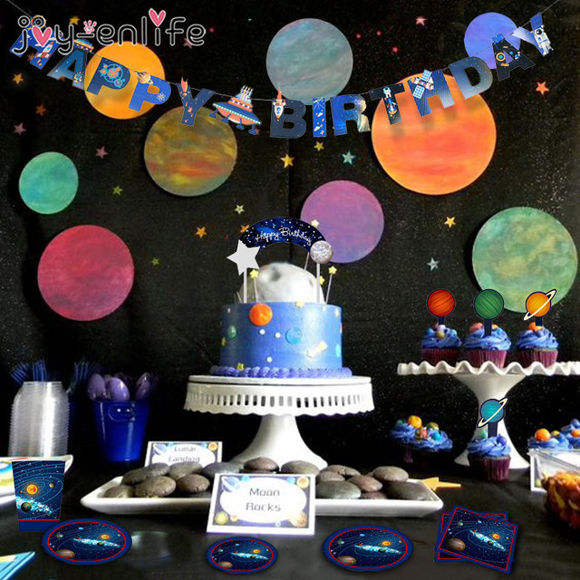 Zestaw dekoracji stołowych Galaxy Party - 52 elementy: talerze, kubki, serwetki - Wianko - 1