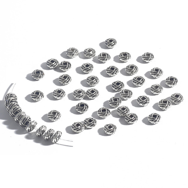 30/50 sztuk tybetańskie antyczne srebrne platerowane metalowe koraliki 6/7mm wzór dystansowe do tworzenia biżuterii DIY - Wianko - 12