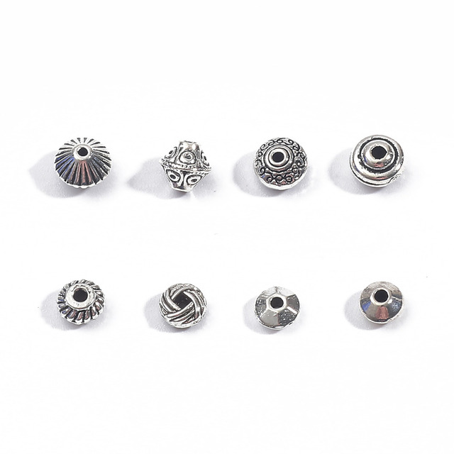 30/50 sztuk tybetańskie antyczne srebrne platerowane metalowe koraliki 6/7mm wzór dystansowe do tworzenia biżuterii DIY - Wianko - 3
