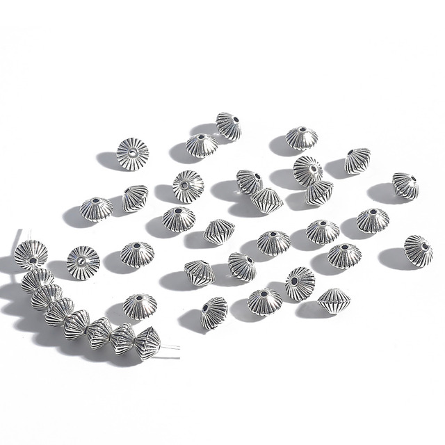 30/50 sztuk tybetańskie antyczne srebrne platerowane metalowe koraliki 6/7mm wzór dystansowe do tworzenia biżuterii DIY - Wianko - 7