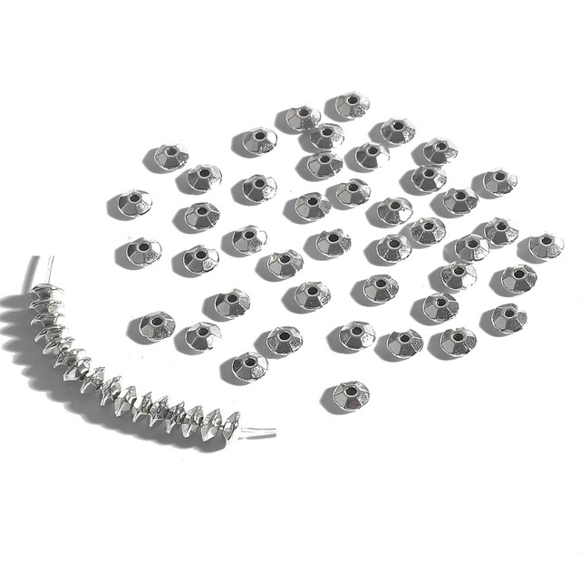 30/50 sztuk tybetańskie antyczne srebrne platerowane metalowe koraliki 6/7mm wzór dystansowe do tworzenia biżuterii DIY - Wianko - 14